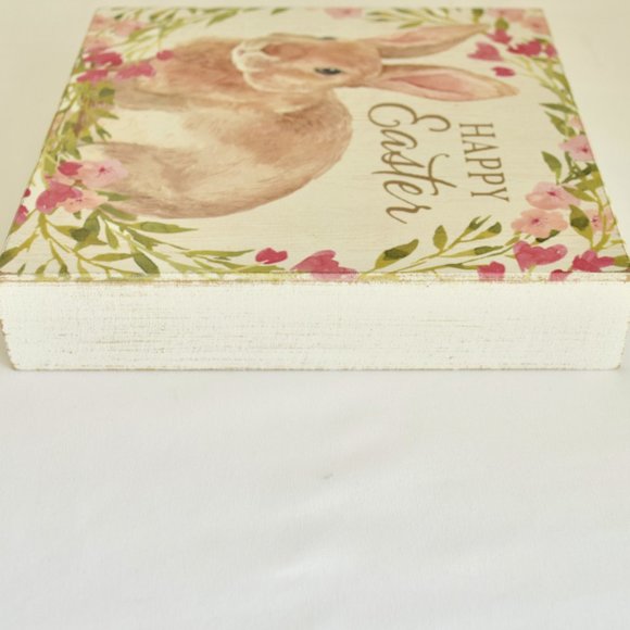 NEW Quill to Paper by Sixtrees Happy Easter Wooden Bunny Sign - Picture 7 of 9